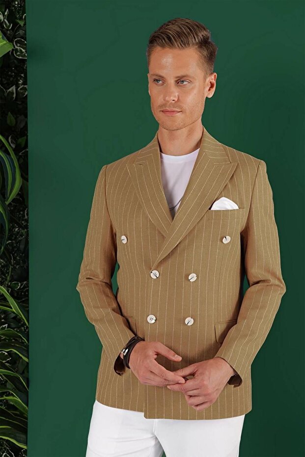 C 644 Slim Fit Camel Spor Ceket - 3