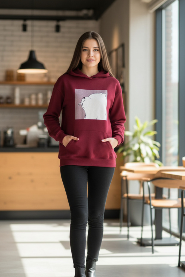 Vengeance White Bear Hooded Oversize Unisex Sweatshirt
