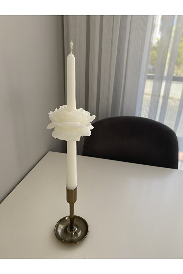 2 Adet Güllü Şamdan Mum Two Size - 1
