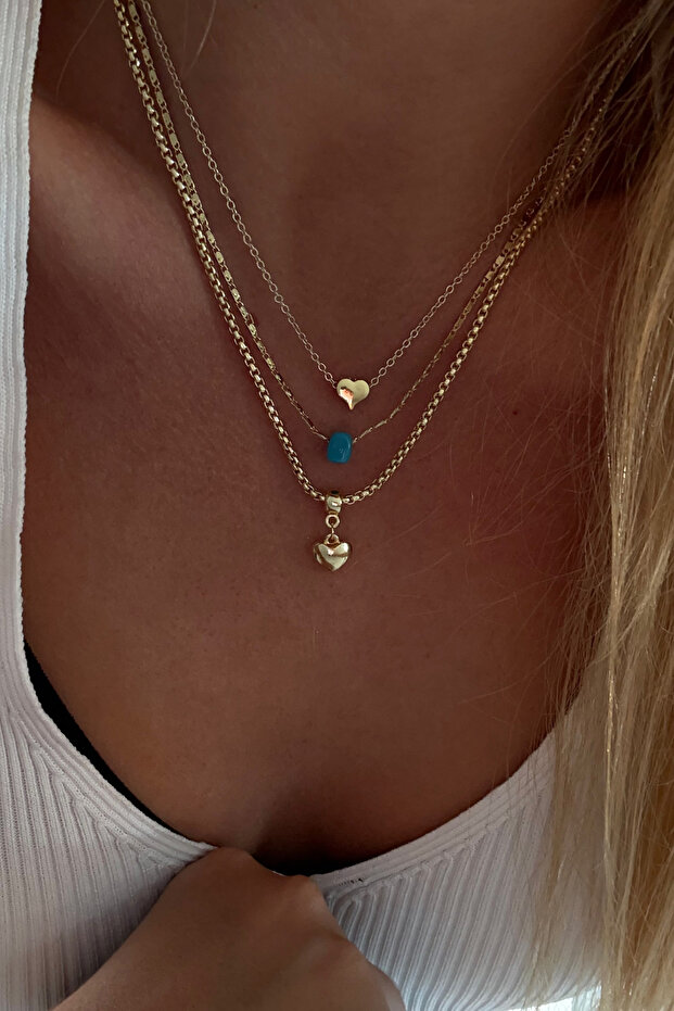 Zarif Zincirli Üçlü Kolye Kombini - 1