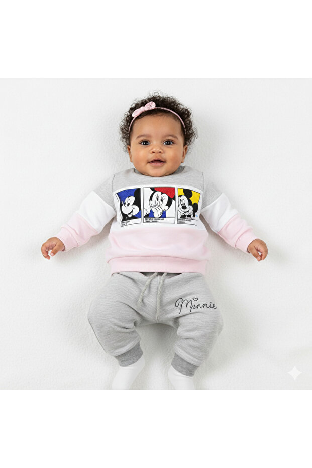 Happy Mickey and Minnie Mouse Patterned Baby Girl Set 3-18 Months