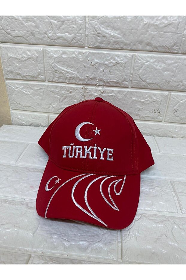 23 April Moon and Star Turkish Flag Turkey Text Embroidered Red Hat - 23 April, 29 October, 19 May