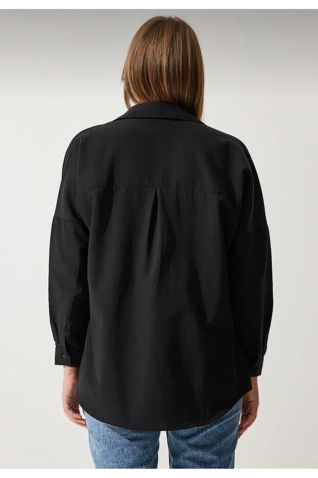 Kadın Oversize Uzun Basic Gömlek - 4