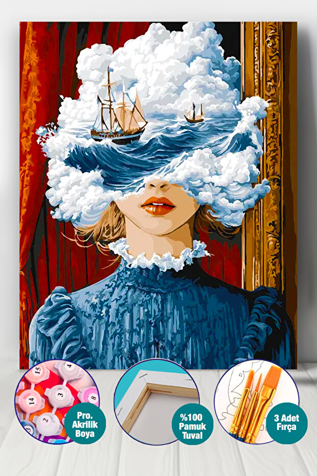 Picasso World Hobby Art Sayılarla Boyama Numaralı Tuval Seti Fırça Boya Dahil 40x50 Cm Kafamda Fırtınalar