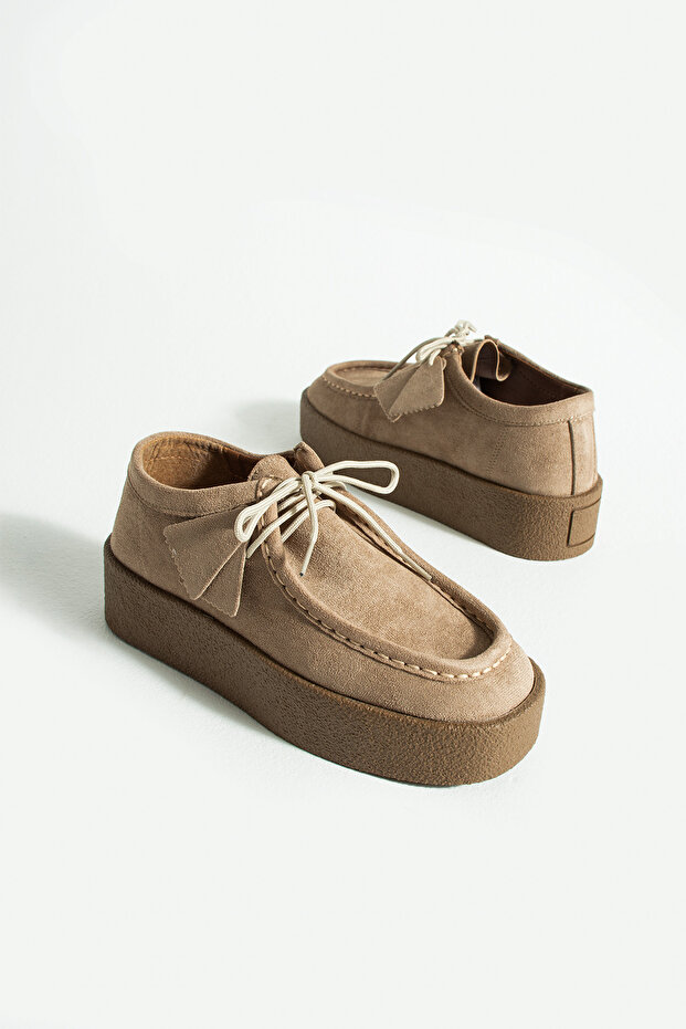 Clark Vizon Süet Krep Kaymaz Taban Bağcıklı Kadın Ayakkabı - 6