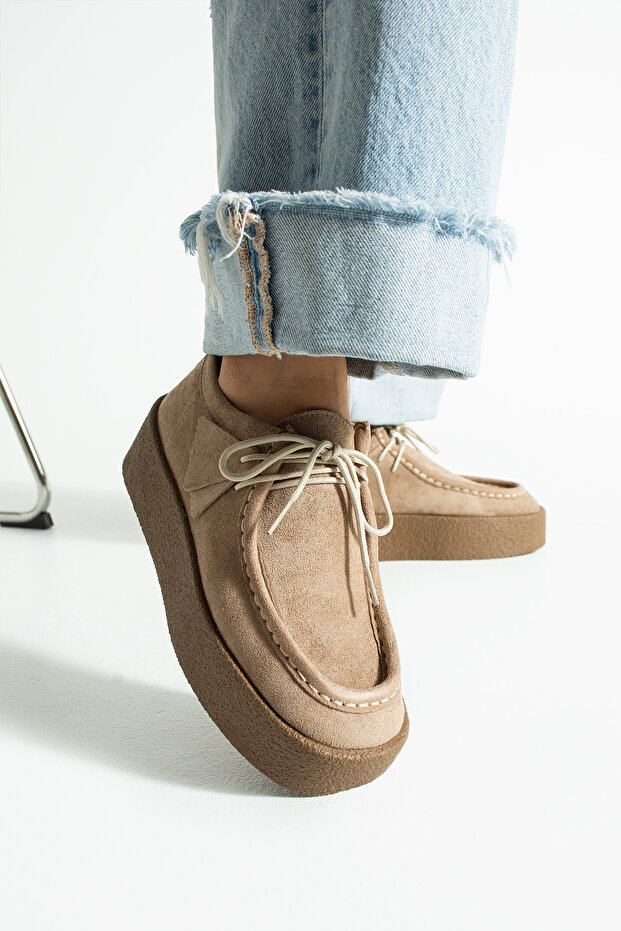 Clark Vizon Süet Krep Kaymaz Taban Bağcıklı Kadın Ayakkabı - 3