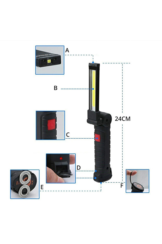 Package list Rechargeable Camping LED Flashlight Work Light with Magnet and Hook IP64 Waterproof 5 L - 6
