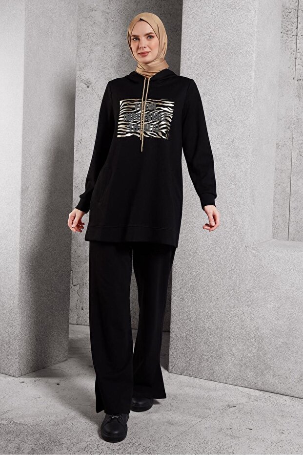 BASKILI EŞOFMAN TUNİK 45111 - 1