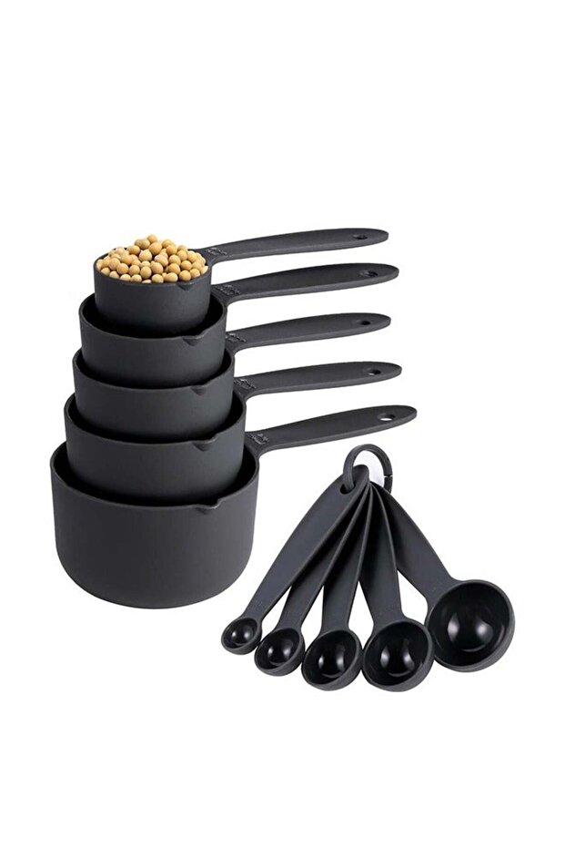 10-Pc Stackable Measuring Cup Set, BPA-free, Black - 2