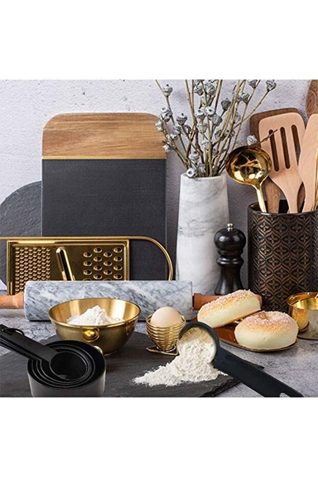 10-Pc Stackable Measuring Cup Set, BPA-free, Black - 7