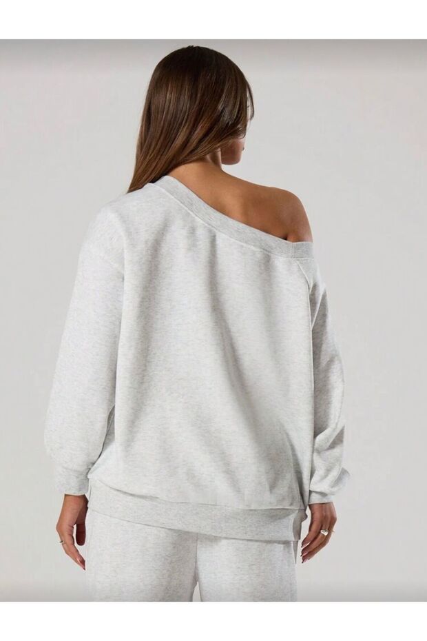 YENİ ÜRÜN Kadın Omzu Düşük Oversize Basic Sweatshirt 0035 - 5