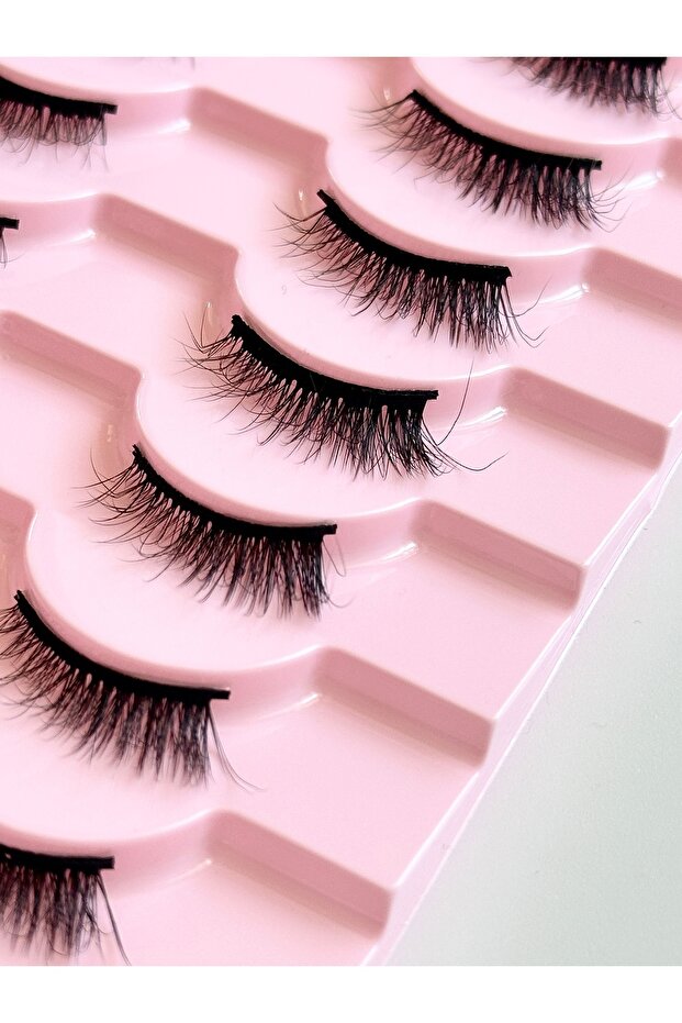 10 Çift Doğal Cat Eye Kedi Göz Takma İpek Kirpik Powerliner Şeffaf Kalem Yapıştırıcı - 8