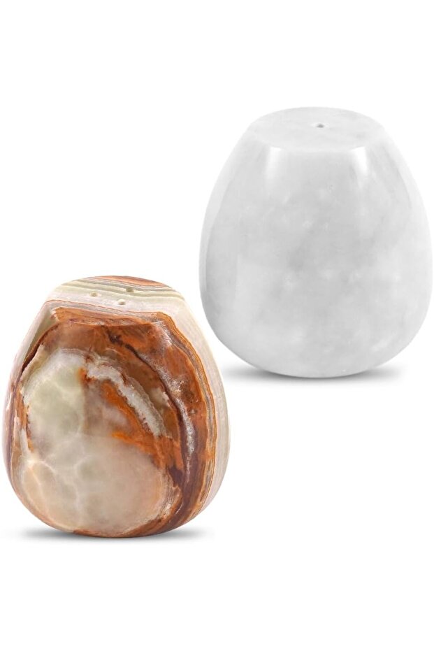 Marble Salt and Pepper Shakers 2.3 Inches Green & White Set of 2 – Kitchen Spice Jars for Countertop