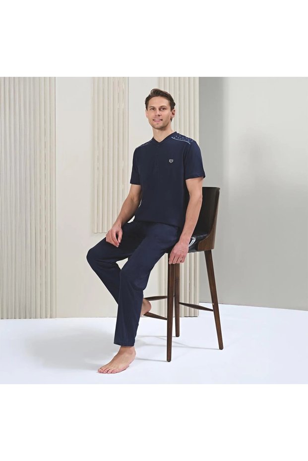 Over Sleep 1718 Male Short-Sleeve Long Bottom Summer Plus Size Pajama Sets