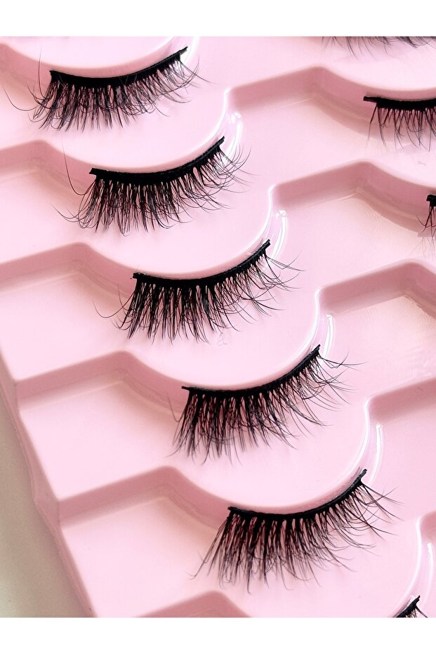 10 Çift Doğal Cat Eye Kedi Göz Takma İpek Kirpik Powerliner Şeffaf Kalem Yapıştırıcı - 7