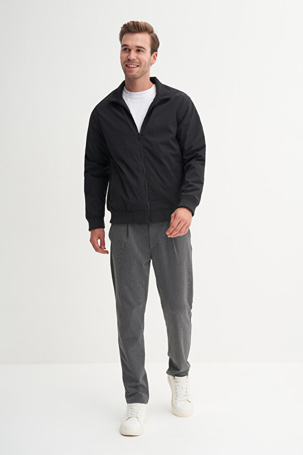 Seersucker Textured Polyester Premium Regular Fit Spring Coat