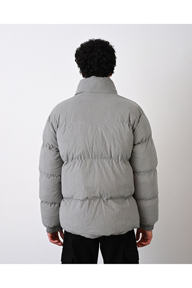 Kalın Fitilli Kadife Şişme Mont - 5