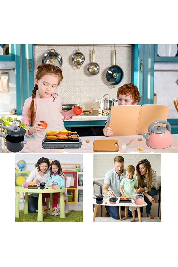 59PCS Pink Kids Kitchen Toys Set Play Kitchen Accessories Kit with Play Pots Pretend - 6