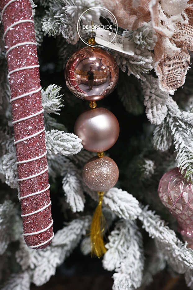 Christmas Ornament Pendant Shiny Ball Pink 23 cm