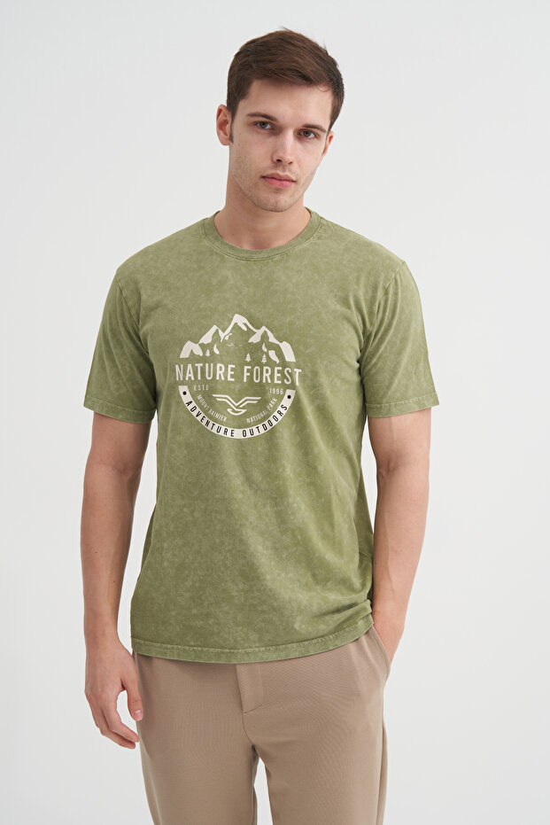 Regular Fit Cotton Crew Neck Printed T-Shirt