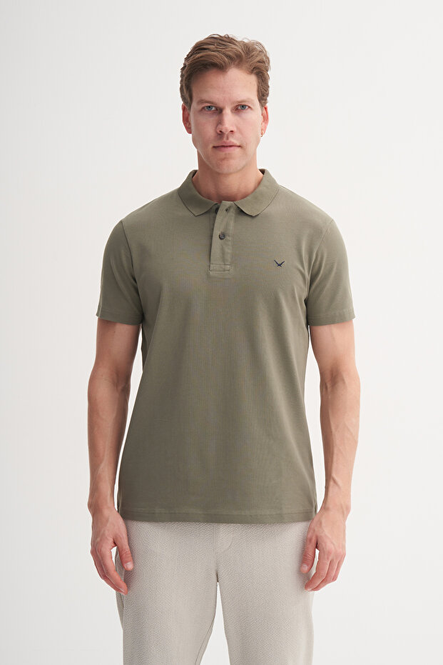 Slim Fit Polo Neck Plain Knitted T-Shirt