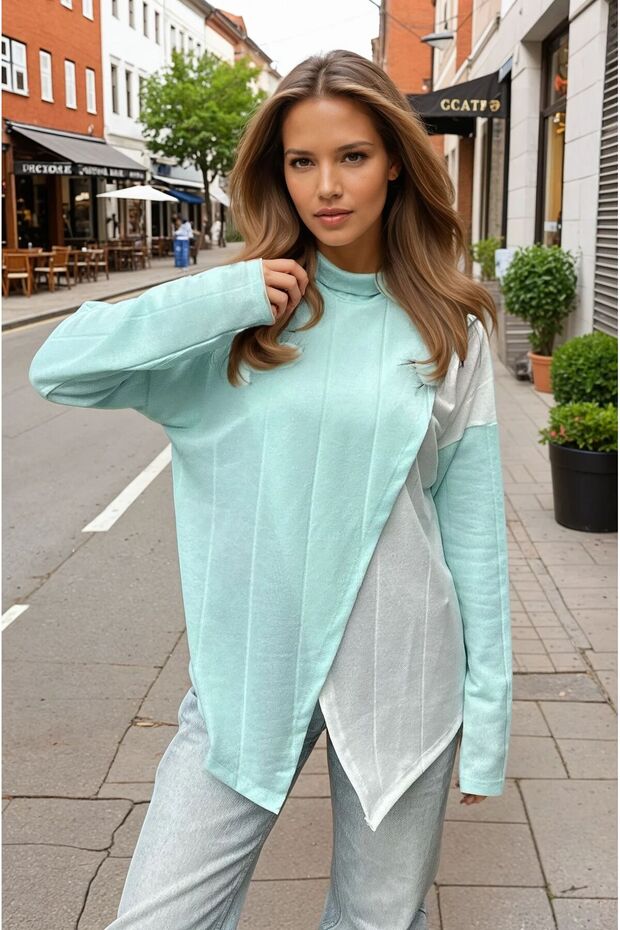 Women's Slim a Acrylic Knitwear Loose Asymmetrical Cut Blouse/Sweater 700-3513165
