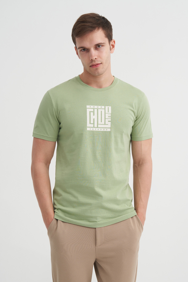 Slim Fit Crew Neck Cotton Printed T-Shirt