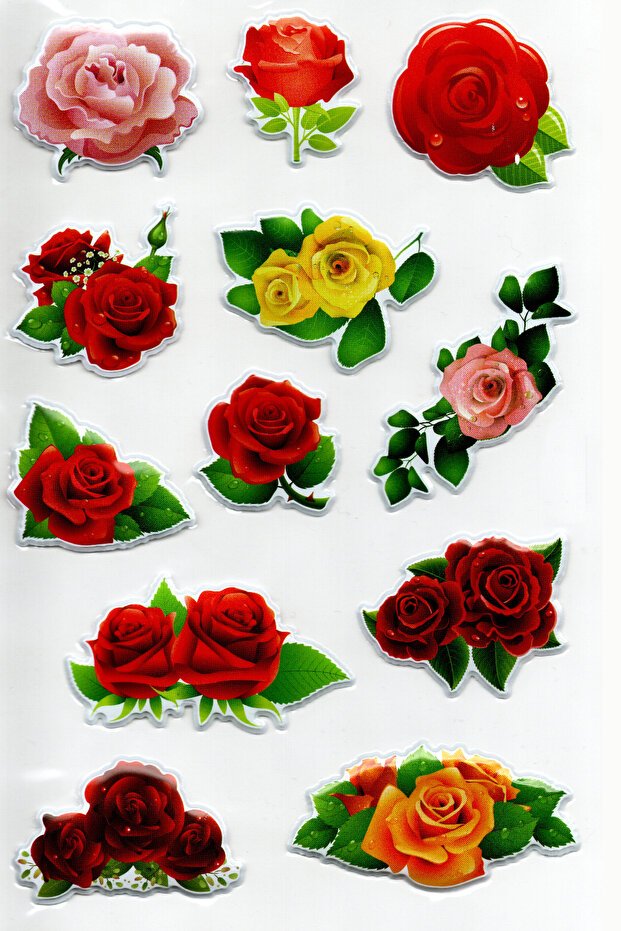 Embossed Sticker A4 Size Sticker Notebook, Planner Label -(Lim065) - Roses