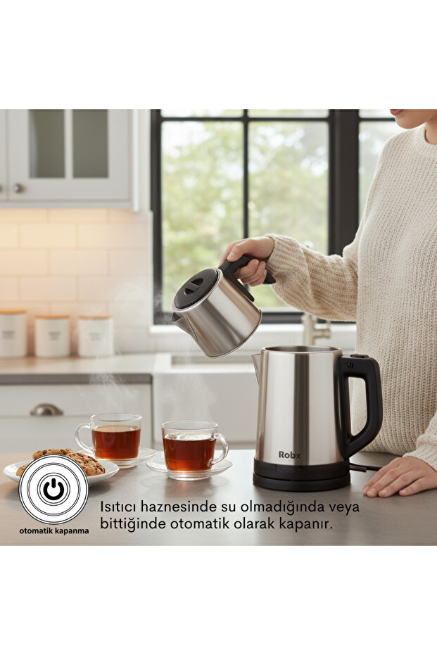 AS34 Inox Çay Makinesi 1.8 Litre 2 Adet Çelik Süzgeçli - 2