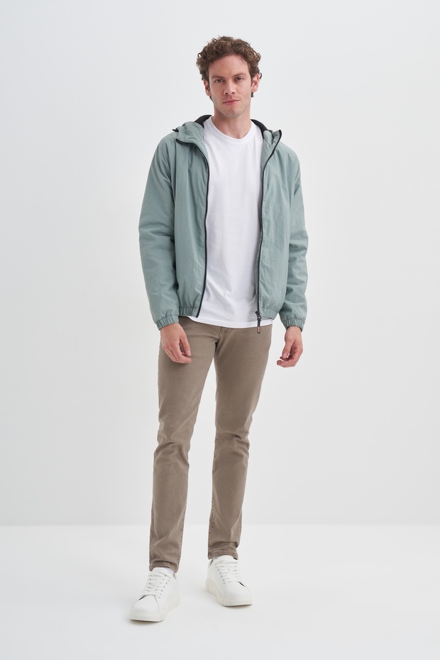 معطف ربيعي من قماش كرينكل الأساسي ذو قصة عادية - 1