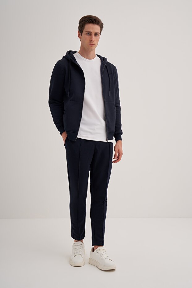 Şardonlu 3 Thread Fabric Basic Hooded Regular Fit Sweat Cardigan