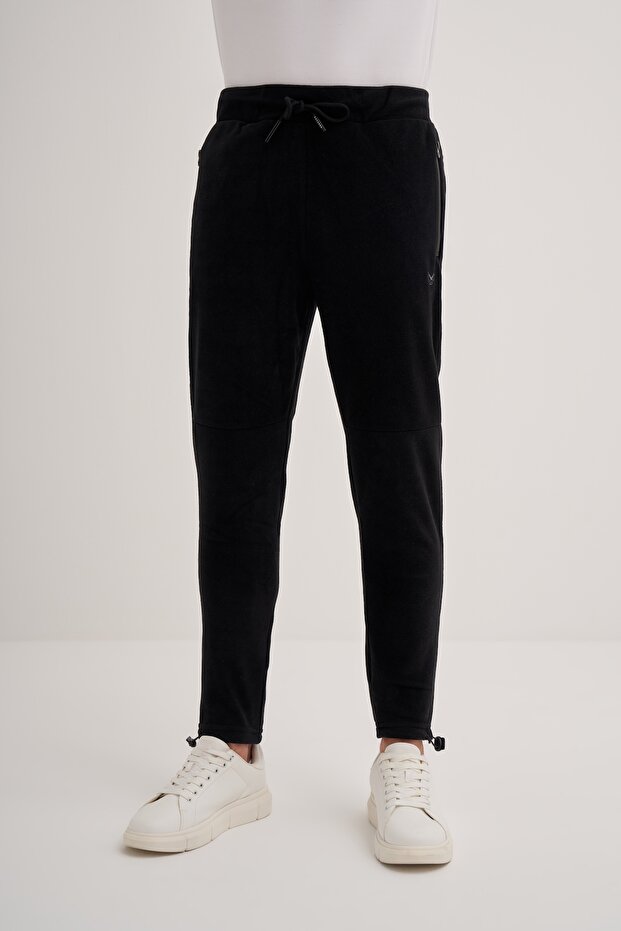 Slim Fit Elastic Cuff Drawstring Lock Fleece Sweatpants with Tie at the Waist
