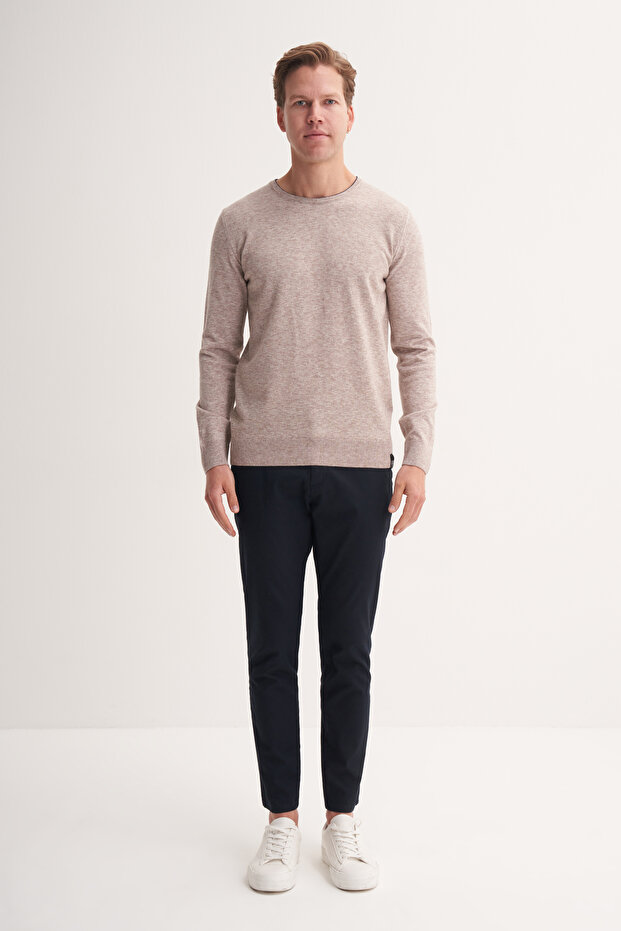 Premium Slim Fit Viscose Blended Crew Neck Sweater 33220