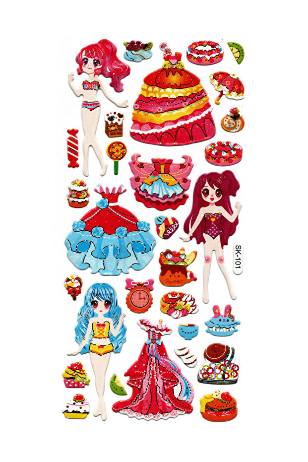 Sticker Embossed Stiker Notebook, Planner Label (sk101) 9x18 cm- Girl Dress Up