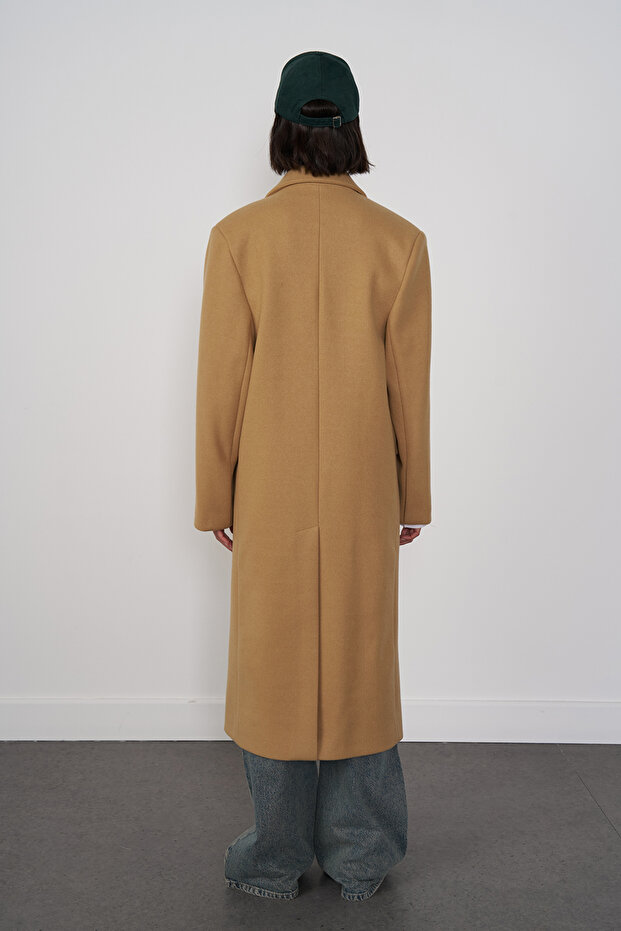 Oversize Yün Karışımlı Kaşe Kaban - 4