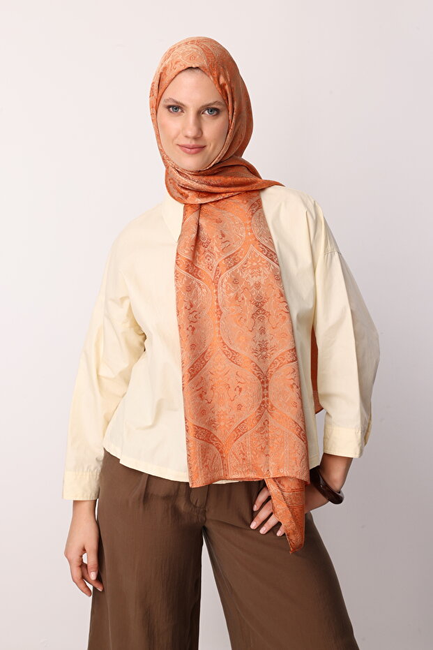 Soler Pattern Shine Line Shawl Mink-Cinnamon - 1