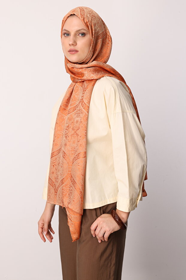 Soler Pattern Shine Line Shawl Mink-Cinnamon - 2