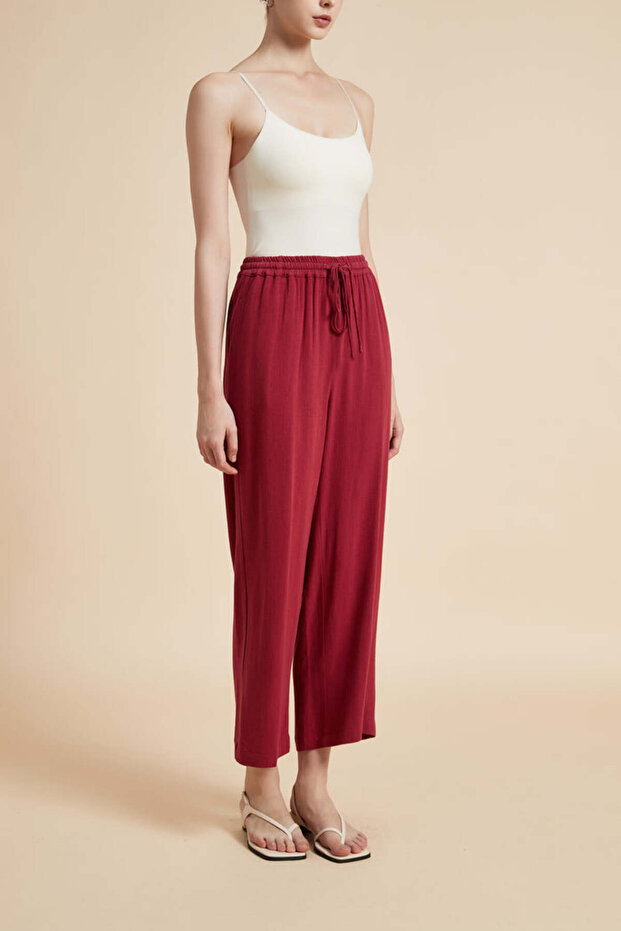 بنطال واسع الساق برباط - 3