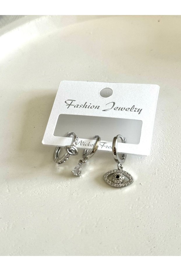 Women's Earrings, Special Design, Triple Love Eye Ring Detail, Non-Tarnishing Earrings