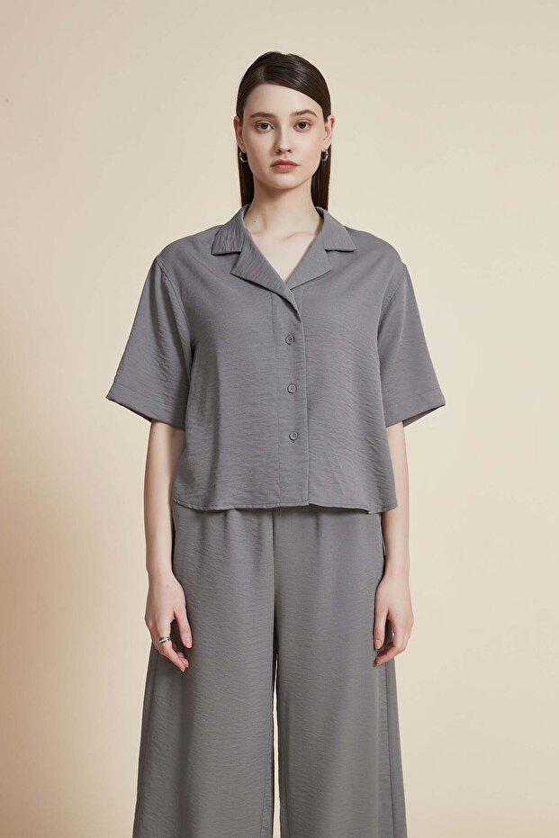 قميص بياقة قميص سادة - 1