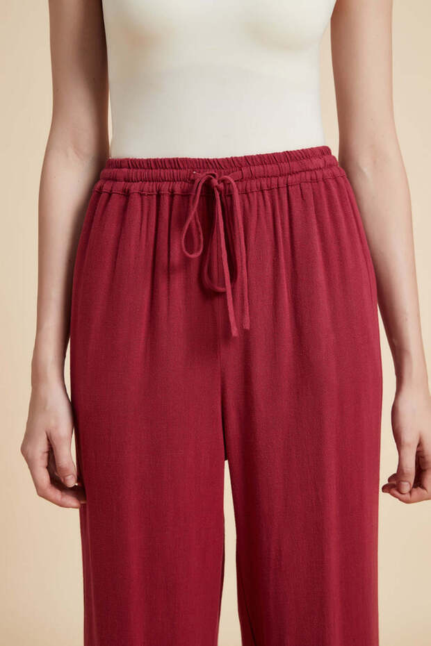 بنطال واسع الساق برباط - 4