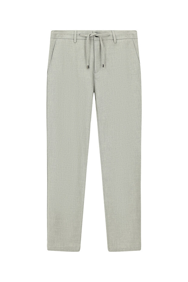 Regular Fit Elastic Waist Drawstring Lycra Pants - 7