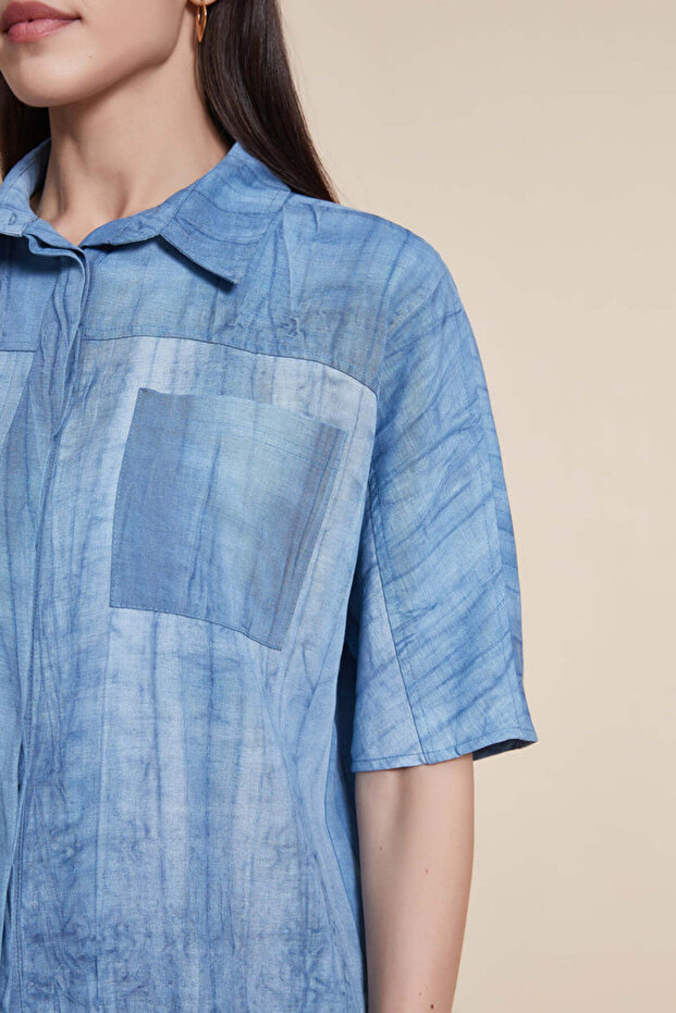 بلوزة سادة بأكمام قصيرة مكشكشة - 6