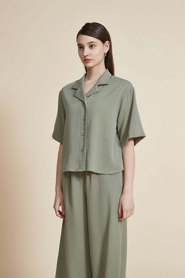 قميص بياقة قميص سادة - 3