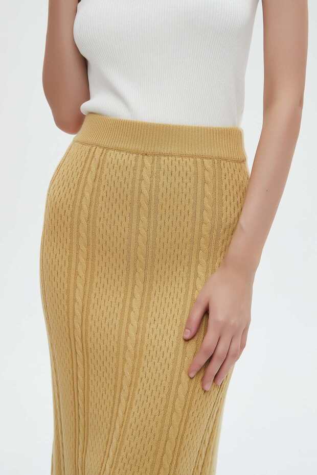 تنورة ميدي مضلعة سادة - 6