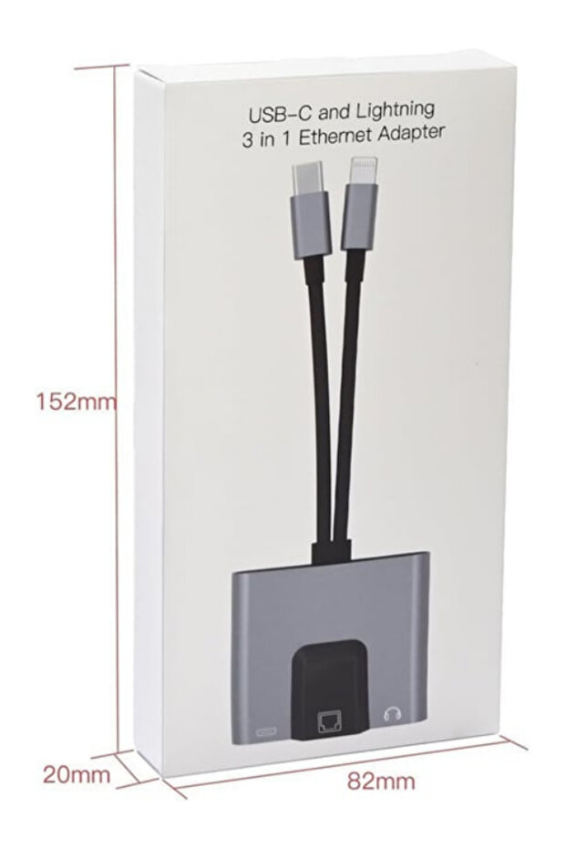 3 in 1 Lightning & Type-C to Ethernet Adaptörü RJ45, AUX, Şarj Destekli Çevirici - FC1083 - 8
