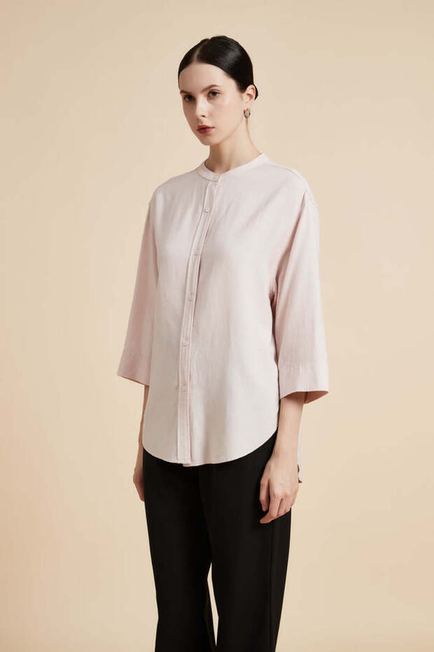 بلوزة سادة بأزرار أمامية - 3