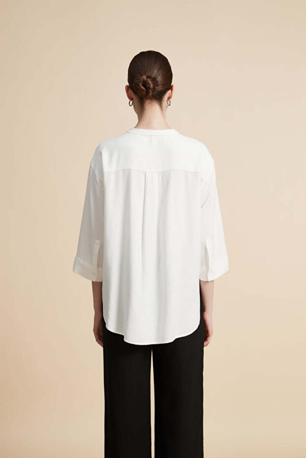 بلوزة سادة بأزرار أمامية - 6