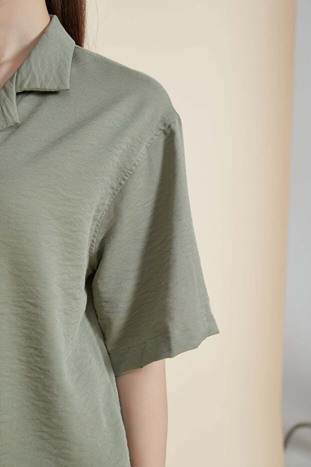 قميص بياقة قميص سادة - 5