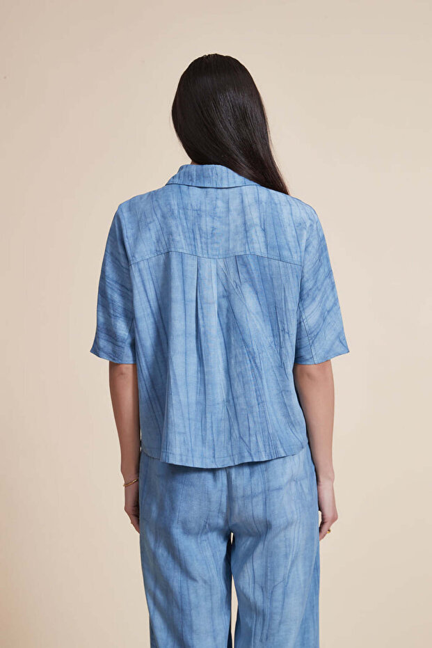 بلوزة سادة بأكمام قصيرة مكشكشة - 3